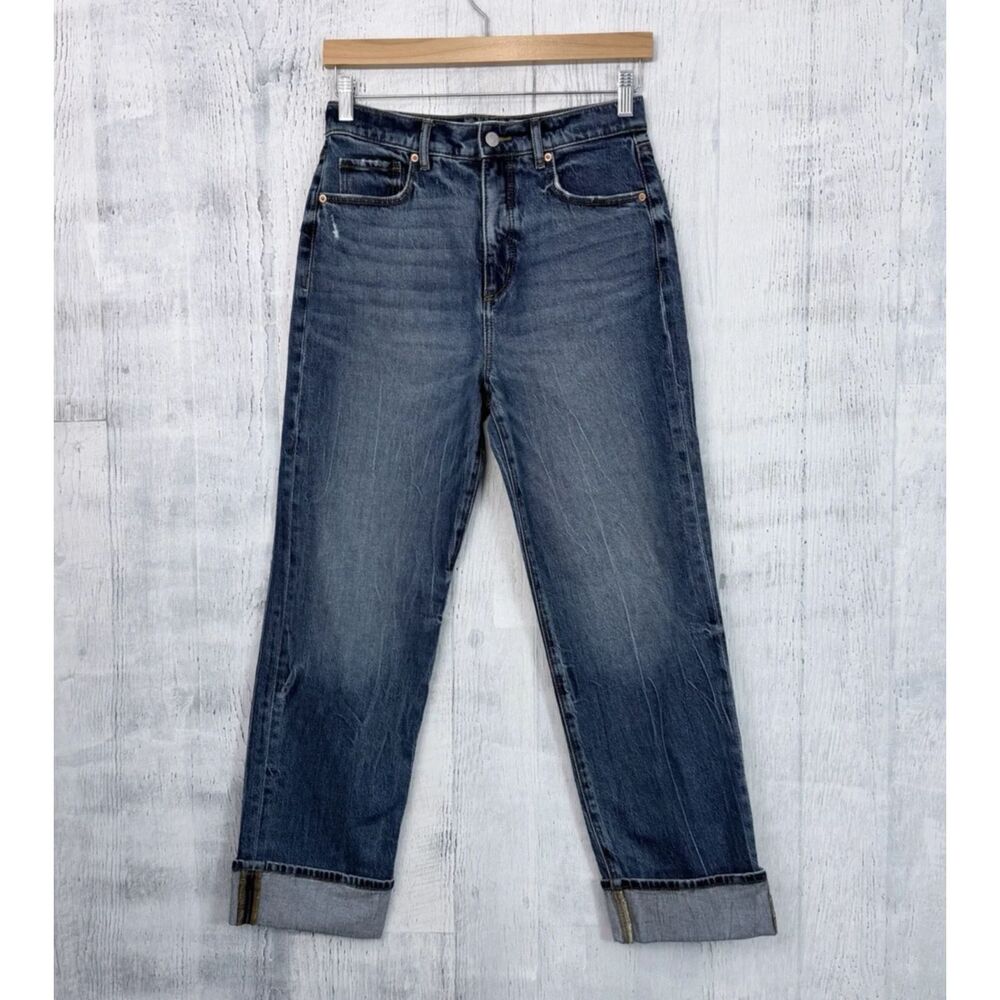 Loft Made and Loved The Stright Rolled Cuff Distressed High Rise Jeans Size 27